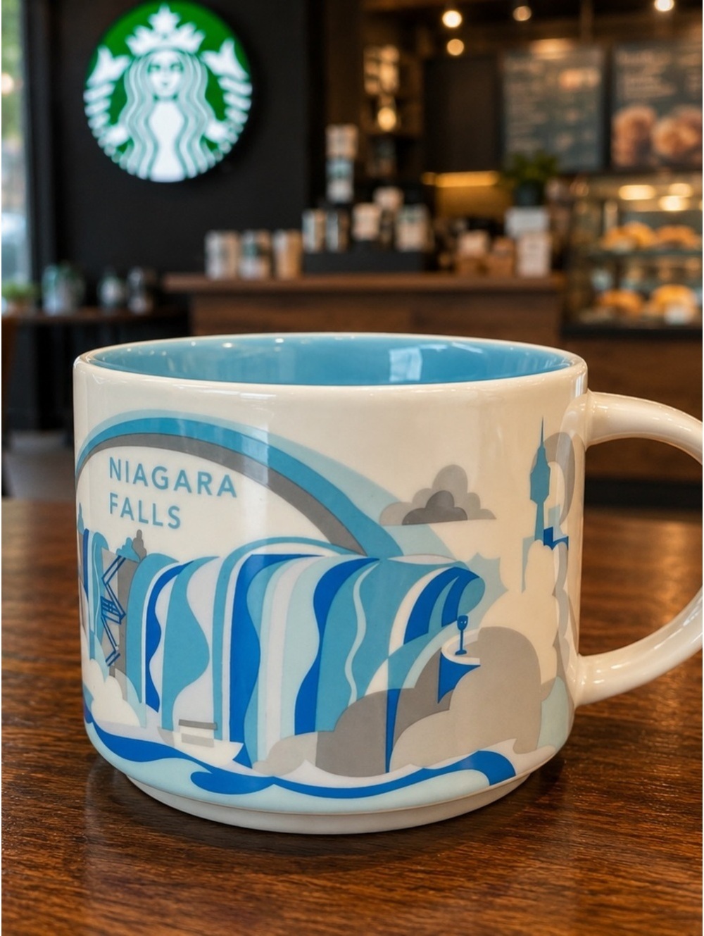 Starbucks Niagara Falls Coffee Mug Blue Interior Collector Cup